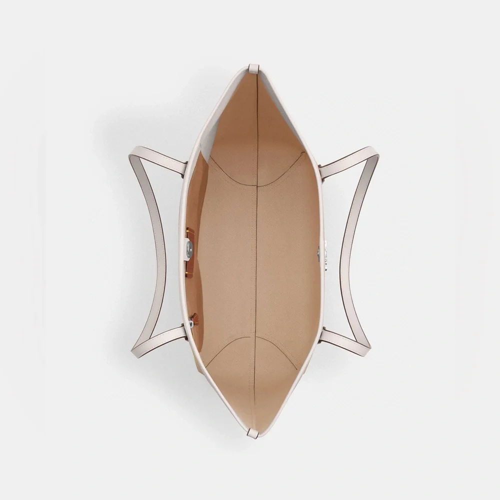 NWT COACH City Tote Bag Signature Canvas With Floral Print Silver/Sand - Picture 8 of 9